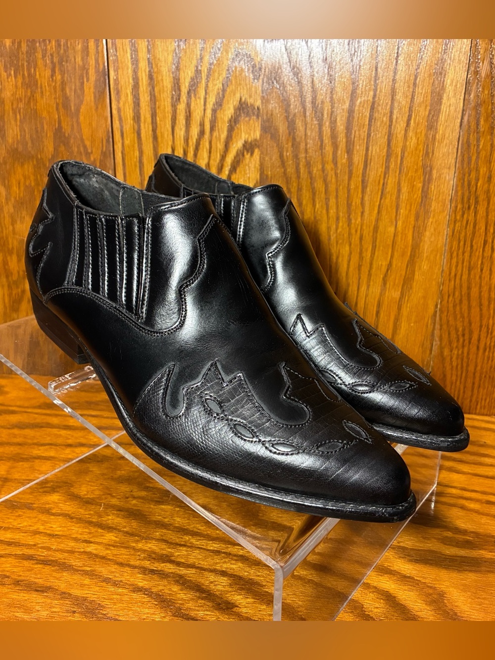 Y2K VTG Seychelles Western Leather Shootie Chelsea Boots Black Size 8.5